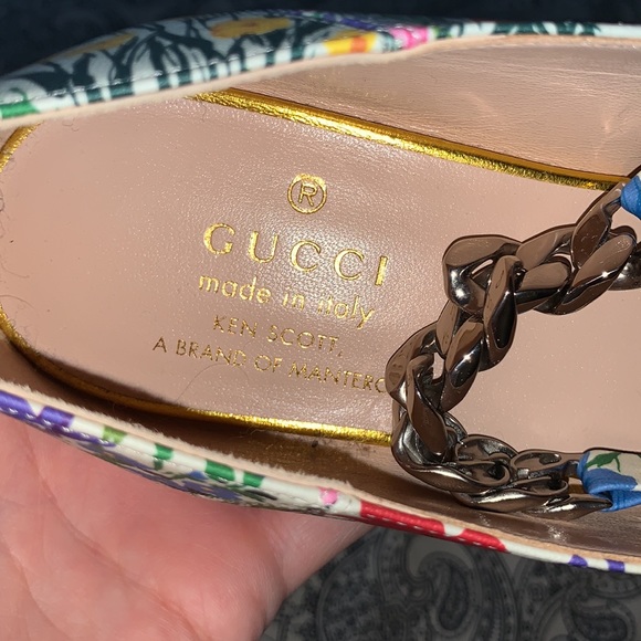Gucci x Ken Scott white floral horsebit flats Sz 38 - Picture 2 of 5